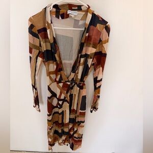 Chic Long Sleeve Geometric Dress